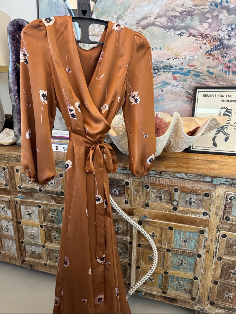 Astr Rusty Floral Wrap Dress. size M.